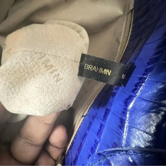 Brahmin Blue Crocodile-Embossed Tote Bag - Picture 9 of 10